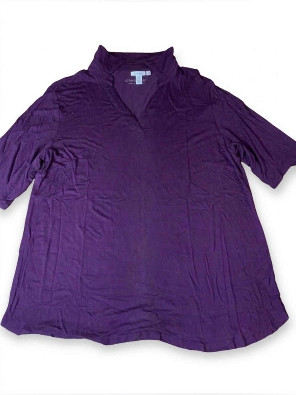 ⚡️Cleo Deep Purple V-Neck Short Sleeve Top XL/TG